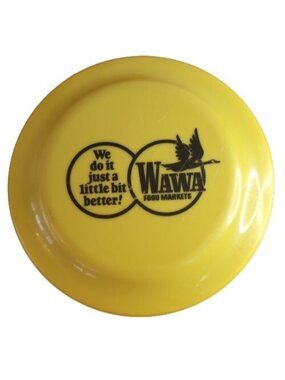 WAWA Food Markets Vintage Frisbee 80s Humphrey Flyers Made in USA Yellow Black